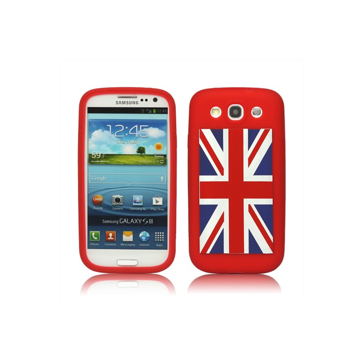 Union Jack Flag Silicone Case for Samsung Galaxy S 3 / III I9300 I747 L710 T999 I535 R530 - Red