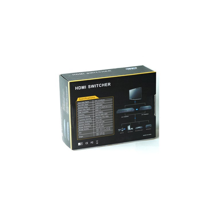3x1 3 Port HDMI Switcher Selector with Remote ,Support 3D HDMI 1.3 and 1080P