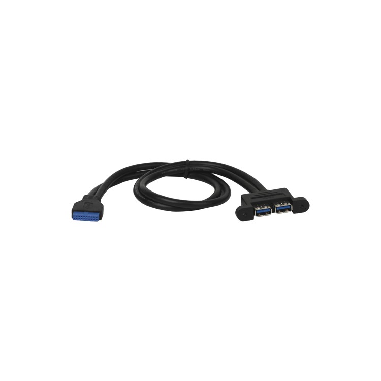 2 Ports USB 3.0 Female to Motherboard 20-Pin Female Super-Speed Cable Converter 2FT
