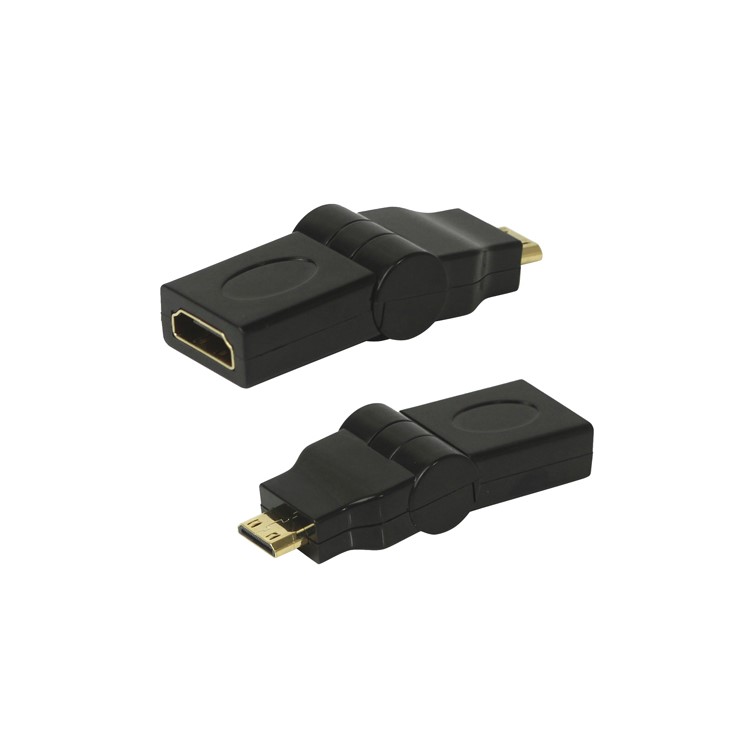 Mini HDMI Male to HDMI Female 180 Degree Swiveling Adapter Converter