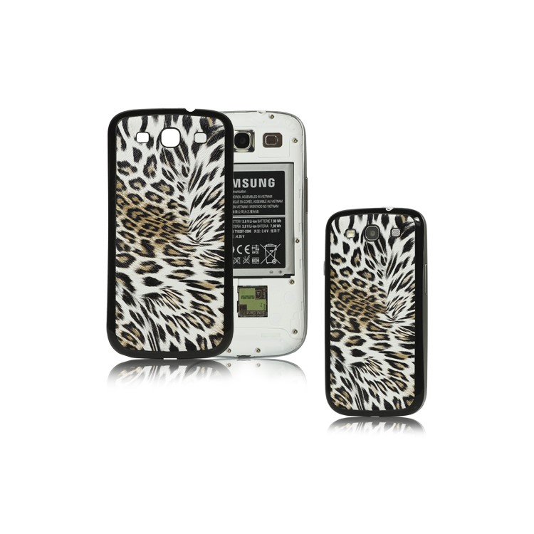 Leopard Back Cover Housing for Samsung i9300 Galaxy S iii - Black / Grey
