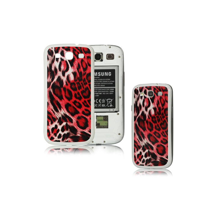 Leopard Samsung i9300 Galaxy S iii Back Cover Housing - White / Red