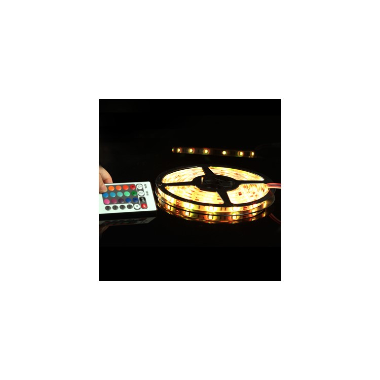 RGB 150x5050 5m SMD Multicolored LED Light Strip DC 12V with LED Controller + AC Charger Adapter