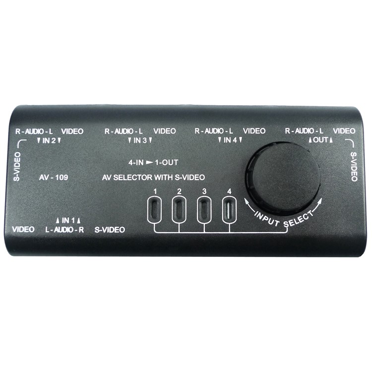 4 Input 1 Output Switch AV Audio Video Signal Switcher AV109