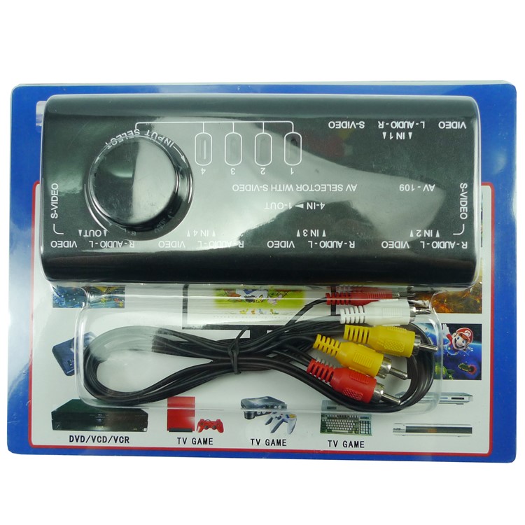 4 Input 1 Output Switch AV Audio Video Signal Switcher AV109