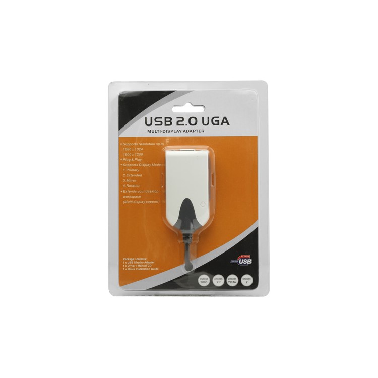 USB 2.0 Video Card Adapter To VGA Graphics Display Extra Monitor Win 7 XP Vista