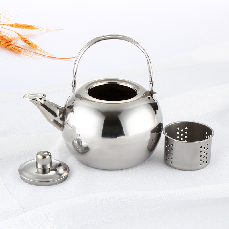 Small Stainless Steel Tea Pot Kettle with Tea Strainer for Outdoor