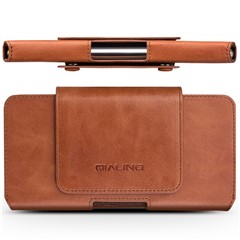 qialino véritable étui en cuir en cuir de vache pour iphone xr 6,1 pouces / iphone xs max 6,5 pouces, taille: 16 x 9 cm - brun