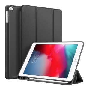 DUX DUCIS OSOM Serie Triple Funda De Tableta De Cuero Con Soporte Para Bolígrafo Para Ipad 9.7 Pulgadas (2018) / (2017) - Negro