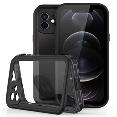 RedPepper Dot + Series Transparent IP68 Impermeable PC + TPU Case Teléfono Cubierta Para IPhone 12 - Negro