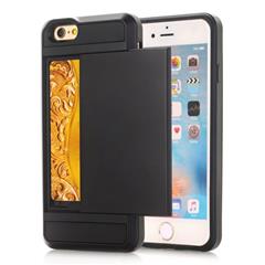 PC de la Tarjeta de Deslizamiento a Prueba de Rasguños PC + TPU Hybrid Case Para Iphone SE (2020)/SE (2022)/8/7 4.7 Pulgadas- Negro