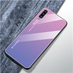 Gradiente Color Glass + TPU Hybrid Case Para Samsung Galaxy A70 - Rosa / Roxo