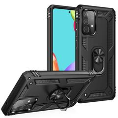 Armadura Anti-Fall Metal Anel Kickstand Design Híbrido PC TPU Shell Para Samsung Galaxy A52 4G / 5G / A52S 5G. - Preto