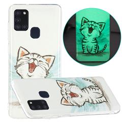 Noctilucent Pattern Chase Case Imd Luminous Soft TPU Крышка TPU Для Samsung Galaxy A21s (глобальная Версия) - Счастливой Кот