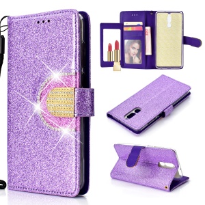 Glitter Powder Rhinestone Decoration Wallet Leather Cell Phone