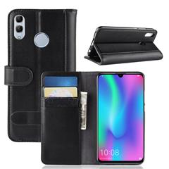 Genuine Split Leather Wallet Phone Case for Huawei Honor 10 Lite/P Smart (2019) - Black
