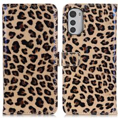 Para Motorola Moto E32 4G PU Couro Leopardo Caixa Telefone Flip Stand Stand Stand Coloque Magnético Tampa à Prova de Gotas de Celular