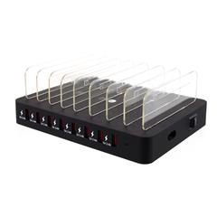 8 Puertos USB 2.4A 96W Desktop Rapid Charge Station Dock Charger Inteligente Inteligente Con Soporte [ce/fcc/rohs Certificado] - Negro / Enchufe de la ue