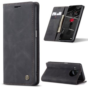 CASEMA 013 Series Funda De Billetera De Cuero Absorbida Automática Para Xiaomi MI 10 Lite 5G - Negro