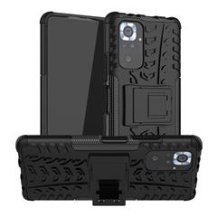 Дизайн Kickstand Design 2-в-1 Шаблон Шин PC + TPU Телефон Обратный Чехол Для Xiaomi Redmi Note 10 Pro - Черный