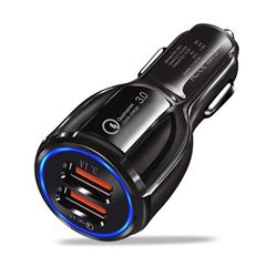 QC 3.0 Dual USB Phone Tablet Quick Charge Car Charger Adapter for AiPower Charging - Black