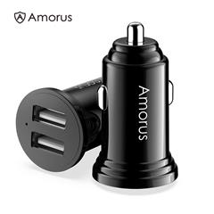 AMORUS CC-56 Dual USB 3.4A Cargador De Coche De Carga Rápida Adaptador Para Iphone Samsung Huawei Etc. - Negro
