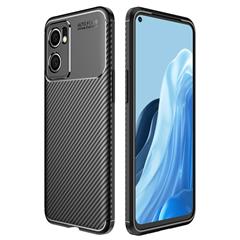 Para Oppo Reno7 5G (Global)/Find X5 Lite Carbon Fiber Case de Teléfonos Anti-dropport TPU Soft TPU Soft TPU - Negro