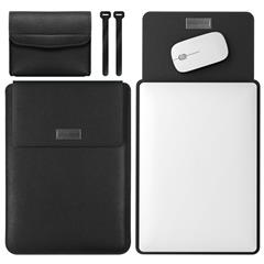 13-inch Universal Large Capacity Leather Protective Case Bag for Phone Tablets - Black