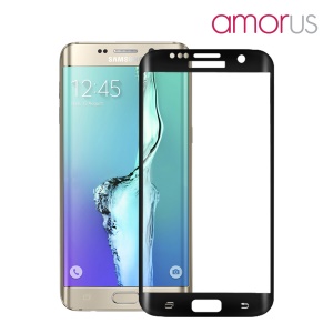 Protector de pantalla de vidrio templado AMORUS para Samsung Galaxy S6 Edge Plus G928 Cubierta completa Corning Gorilla Glass - Negro