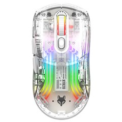 XYH20 2.4G+BT5.0+Wired Three Modes Transparent Mechanical Mouse 5-Speed DPI 7 Keys Gaming Mouse with RGB Light - White