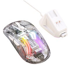 ATTACK SHARK X2PRO RGB Light Wireless Bluetooth Mouse Tri-mode Transparent Gaming Mouse with Display Screen - White