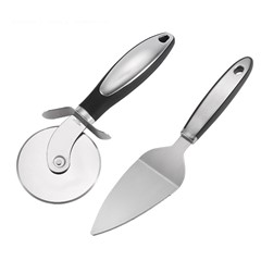 BFJM002 Pizza Cutter y Servidor Con Mango Ergonómico, Rueda de Pizza de Acero Inoxidable, Espátula de Servidor de Pastel de Pastel Para Herramientas de Horneado de Cocina (sin FDA, Sin Bpa)