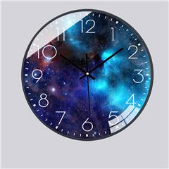 10inch Galaxy Nebula Sky Silent Non-Ticking Round Wall Clock for Living Room Office - #039/Black