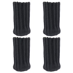 4Pcs / Set High Elastic Knitted Table Chair Feet Leg Cover Furniture Floor Protector Cover Noise Reduction Bottom Pad - Black