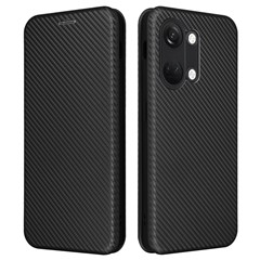 For OnePlus Nord 3 5G / Ace 2V Carbon Fiber Texture Leather Stand Phone Case Card Holder Phone Cover - Black