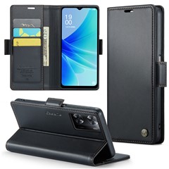 CASEME 023 Series for Oppo A57 4G / A57s 4G / A57e 4G / A77 4G / A77s 4G / OnePlus Nord N20 SE 4G RFID Blocking Leather Case - Black