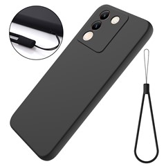 Pour Vivo Y200 (inde) 5G Coble de Silicone de Liquide Antiform - Noir