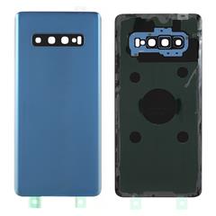 Back Battery Housing Cover with Camera Ring Lens Cover Replacement (without Logo) for Samsung Samsung Galaxy S10 Plus - Blue