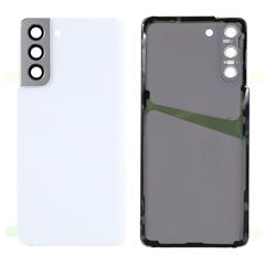 For Samsung Galaxy S21 4G/5G Housing Battery Door Back Cover Replacement Parts with Camera Ring Cover (without Logo) - White