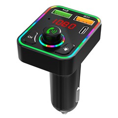 PDF3 PD / QC3.0 Fast Car Charger 7-Color Lights Hands-Free Bluetooth Calling MP3 Wireless Player