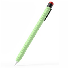For Apple Pencil (2nd Generation) Silicone Sleeve Shockproof Ultra-thin Stylus Pen Cover with Clip Design - Matcha Green