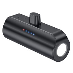 KG036 5000mAh Mini Size Power Bank Portable PD 18W Teléfono Cargador de Emergencia Linterna Brillante Con Interfaz Tipo-c - Negro