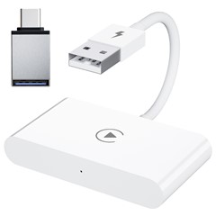 THT-020-2 iP Wireless CarPlay Converter Dongle for Wired CarPlay Car Adapter Support Online Update, Plug & Play - White