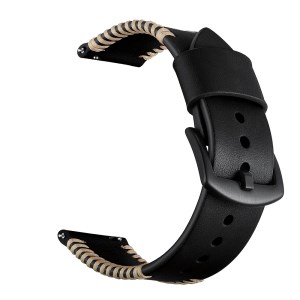 Pork Ribs Style Genuine Leather Coated Smart Watch Strap for Samsung Galaxy Watch 42mm - Black/Black