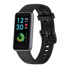 Soft Silicone Smart Watch Band for Realme Band 2, Adjustable Pin Buckle Wrist Strap Replacement - Black