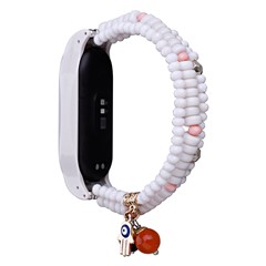 Para Xiaomi Mi Band 3 / Banda 4 Pulsera de Cuentas Veloj Virgando Correa de Reemplazo de Banda - Blanco