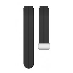 Pour Garmin Forerunner 265S / 255S / Venu 2s Strap Silicon Silicone Bouche Avec Boucle Argentée Pliante Magnétique - Noir