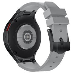 For Samsung Galaxy Watch4 / Watch 5 / Watch6 Watch Strap AP Silicone Band Waterproof - Black Buckle+Grey