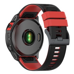 KALEBOL KLB-SSGJ-001 For Garmin Fenix 7 / Fenix 7 Pro Sport Straps 22mm Silicone Watch Band - Black+Red