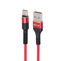 REXLIS USB 2.0 to Type C Data Cable 2.4A Fast Charging Cord 1m - Red